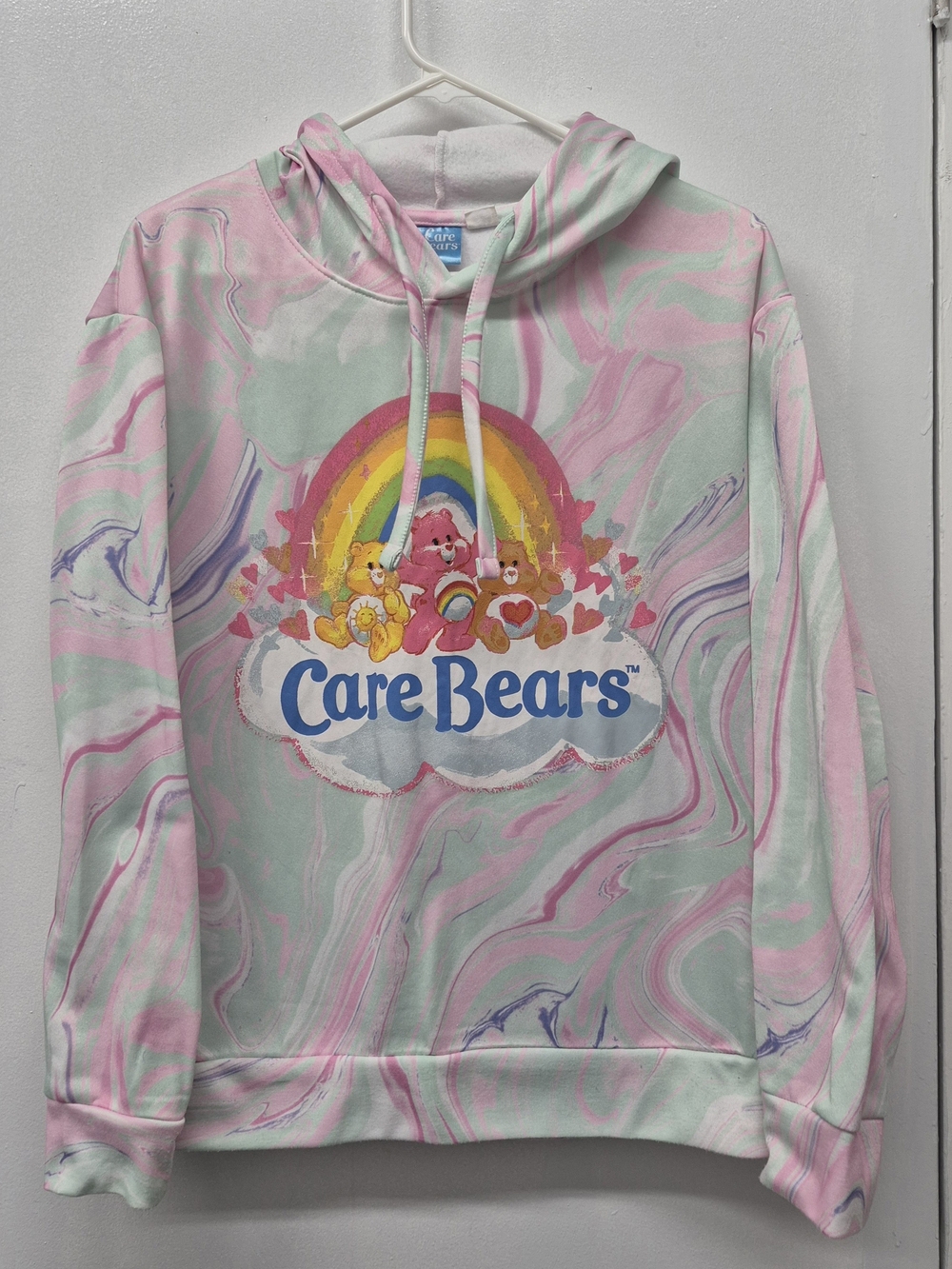 Care Bears Rainbow Logo Marble Hoodie - Pastel Pink & Mint
